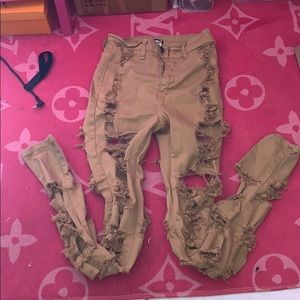 Khaki ripped jeans